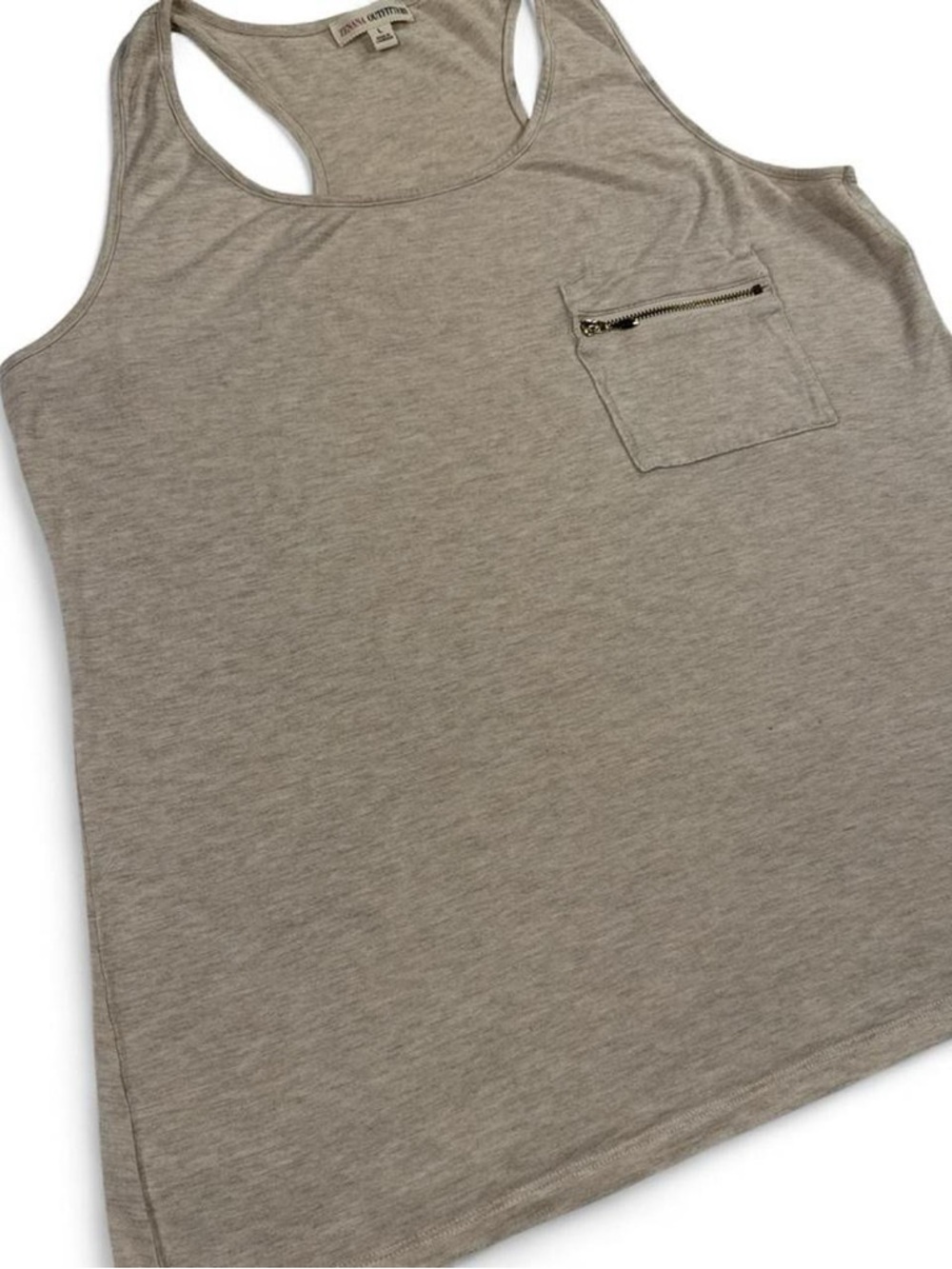 Zenana Outfitters Taupe/Beige Racerback Tank with Zip Pocket - Picture 3 of 5